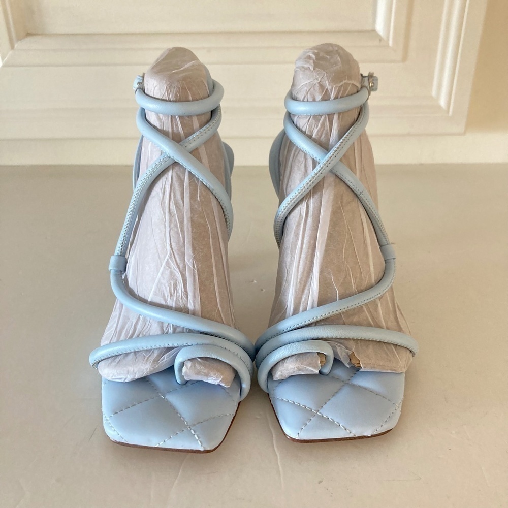 NWOT Sam Edelman Free People Maven Blue Leather Strappy Heels Sz 6 - Picture 4 of 7